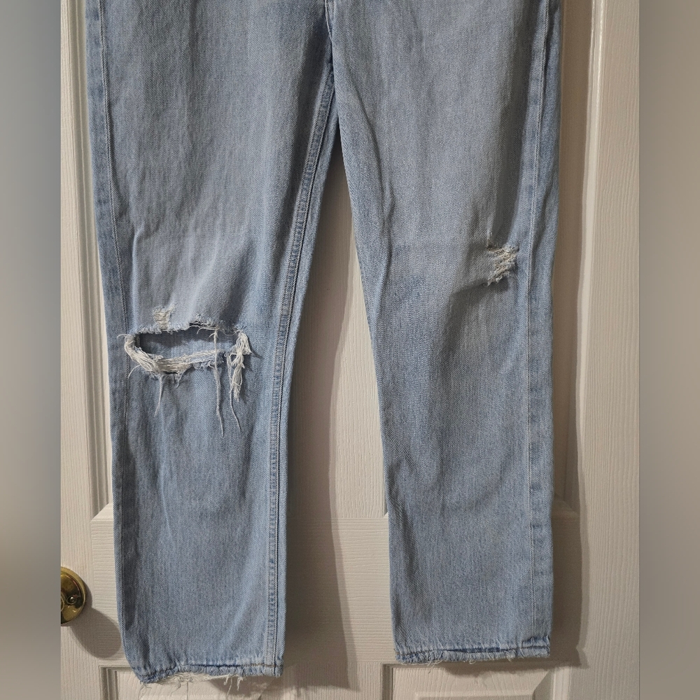 AGOLDE Riley High Rise Straight Crop, Button-Fly, Light Destructed Wash, EUC! - Picture 4 of 13
